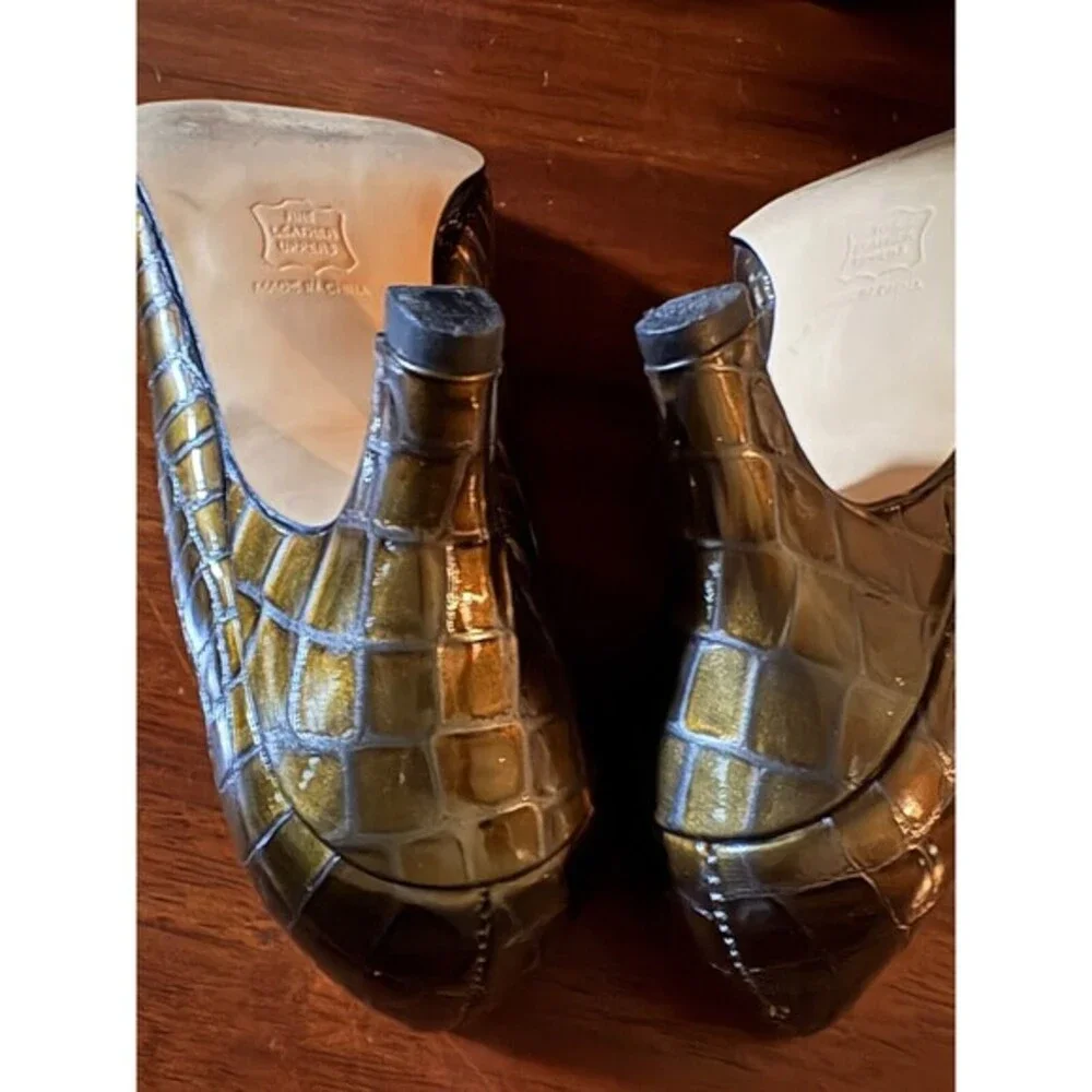 Ros Hommerson Womens‎ 9W Kitten Heels Green Faux  Patent Leather Style 39936